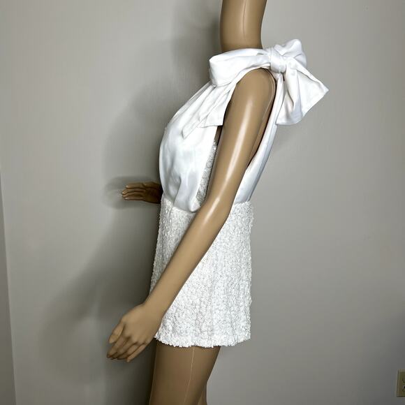 Bella & Bloom Sequin Satin Shoulder Tie Romper - Picture 2 of 8